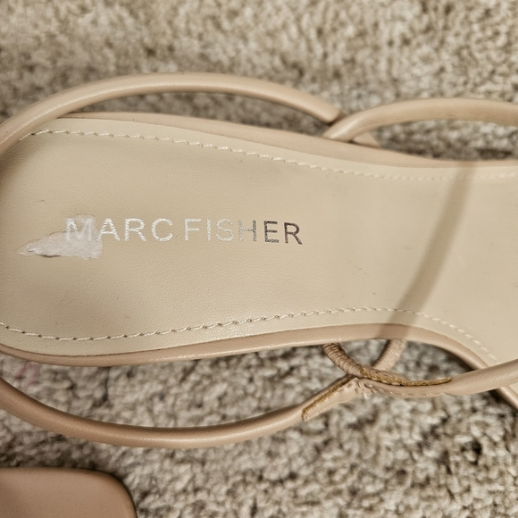 Marc Fisher Cream Sandals Minimalist Design Square-Toe - Picture 5 of 11